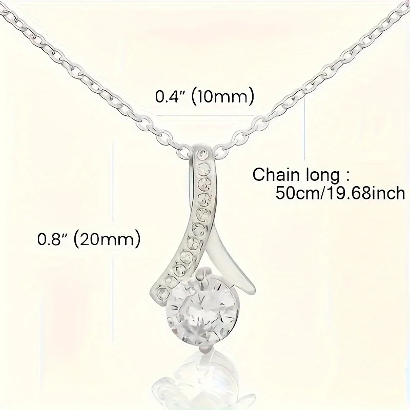 Shiny Cubic Zirconia Decor Pendant Necklace With Card & Gift Box, Holiday, Birthday Gift For Mother-in-law