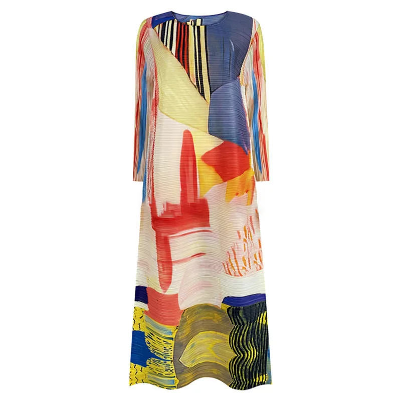 Wrinkle dress cross-border hot selling graffiti print loose