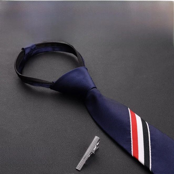 Three-Color Woven Tie Men\'s Women\'s Narrow Stripe 6cm Fashionable Necktie in Gift Box Polyester Silk Pure Color Korean Style