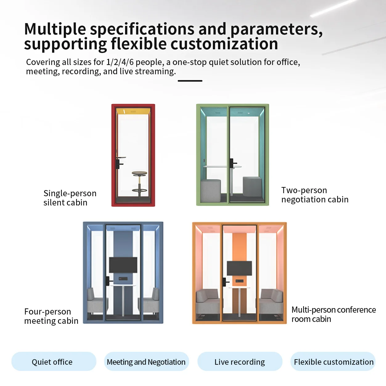 Modular Office Soundproof Booth Acoustic Meeting Pod For 1 To 6 Person OEM ODM