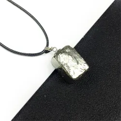 Natural pyrite raw stone irregular square pendant chalcopyrite Fool stone flash ore necklace Energy Healing Jewelry Vintage