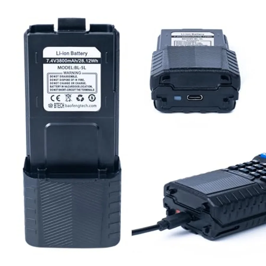 BaoFeng, BL-5L 3800mAh Li-ion Battery Pack, High Capacity Extended Battery for UV-5X3, BF-F8HP, and UV-5R Radios BL-5 BaoFeng B