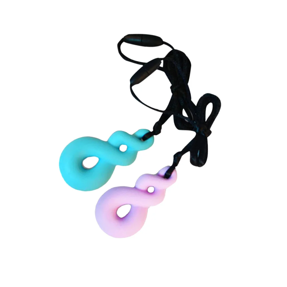 

2Pcs Chewing Necklace Calming Chew Necklace for Autism ADHD Oral Motor Chewing Biting Teething Needs (Light Blue and Purple)