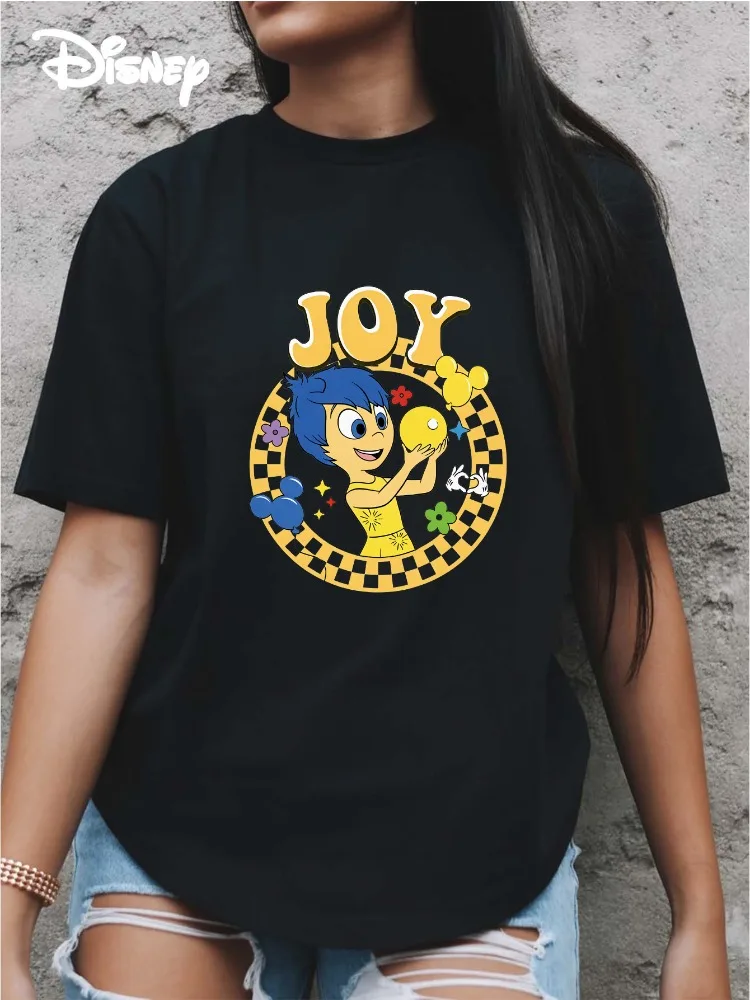 

Disney Joyful Ladies' Cotton T-Shirt Lilo & Stitch Character Print with Butterfly Motif Round Neck Short Sleeve Casual Top