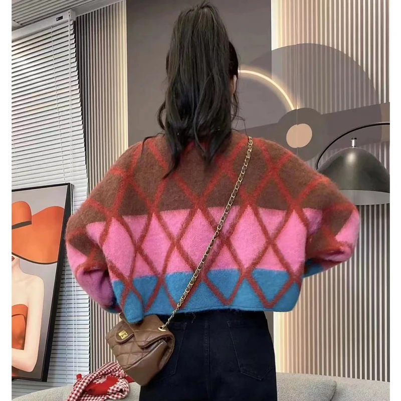 Pulover rajut pendek kasual Atasan Wanita lengan panjang Fashion Atasan 2023 musim gugur/musim dingin kerah O warna sesuai Sweater Jumper Sueter 29222