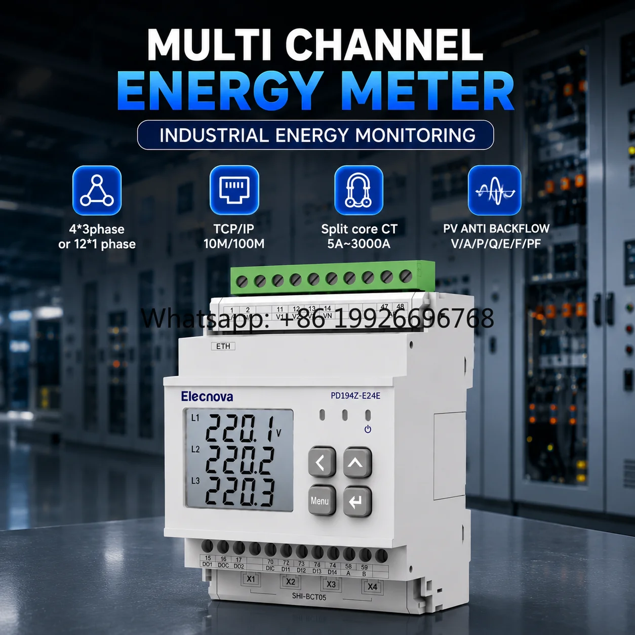 Smart Building Multi Channel Energy Meter for Industrial Energy Monitoring and Branch Circuit Power Management