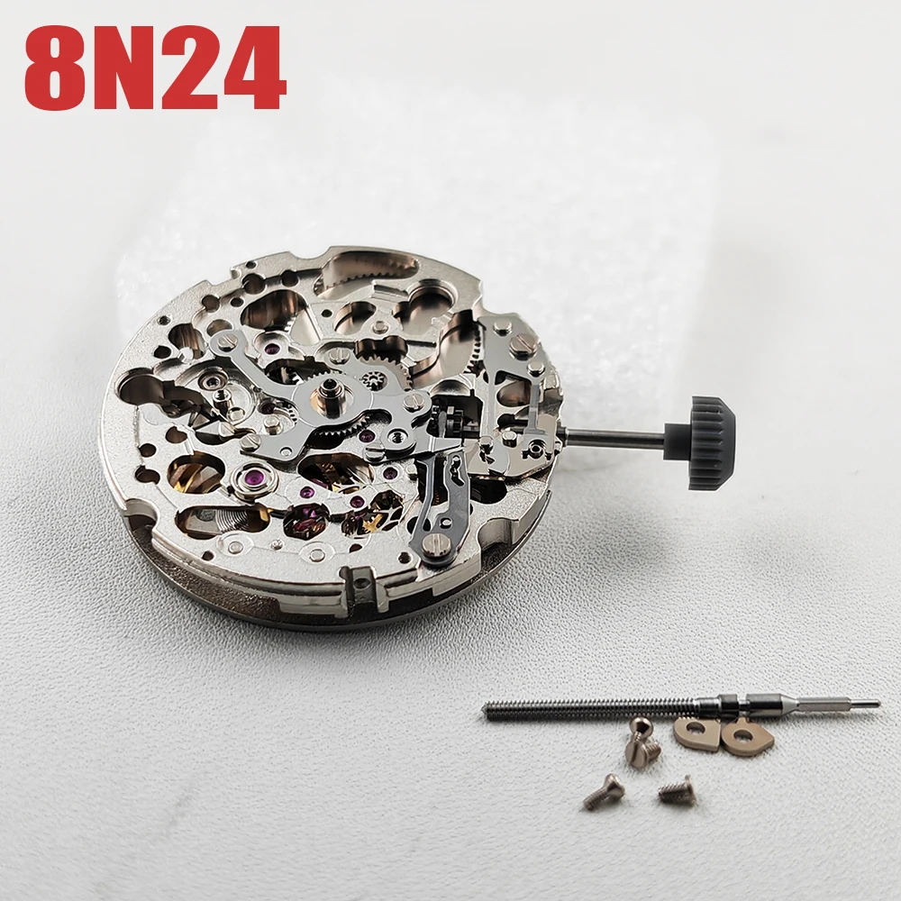 

Genuine MIYOTA 8N24 Skeleton Mechanical Movement Automatic Self-winding Hollow 8N24 Movement 21 Jewels Brand New Parts