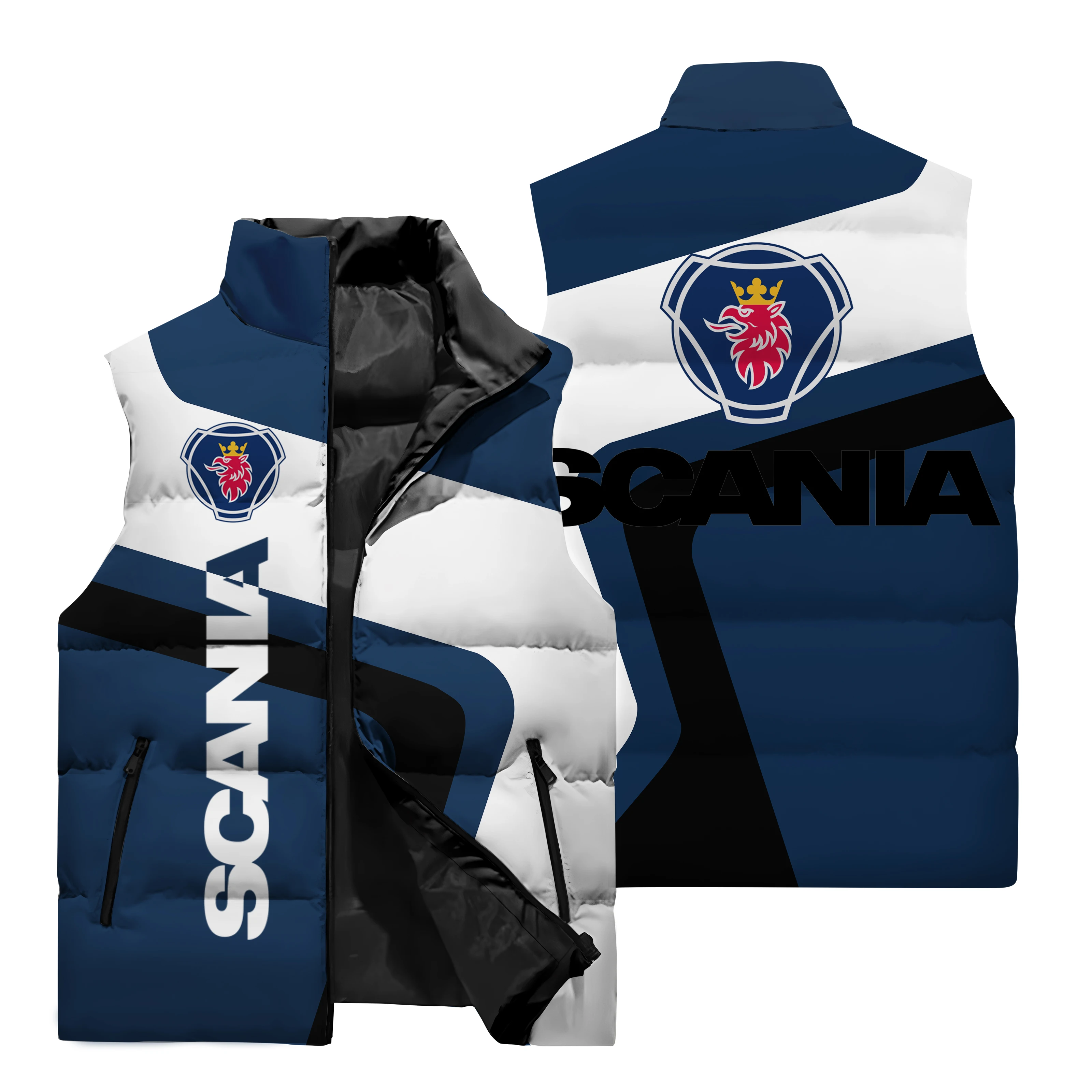 Scania Car Printed Vest Men\'s Clothing Street Fashion New Vest Cotton Lining Winter Coldproof Warm Men\'s Oversized Vests S-6XL