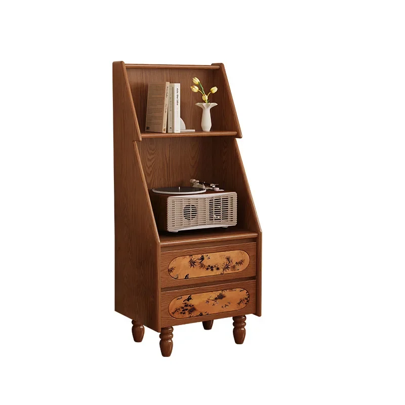 

Medieval solid wood living room against the wall household small apartment retro style storage cabinet