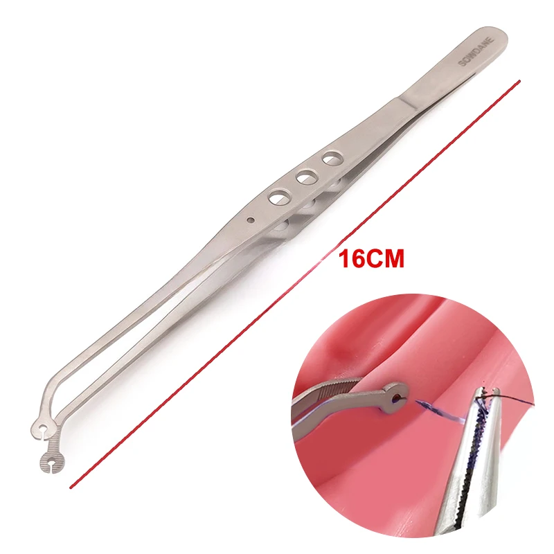 

1Pcs Dental Surgical Suture Tweezer Tip With Hole Operation Stitching Tweezer Suture Corn Tweezers Dressing Forceps Serrated Tip