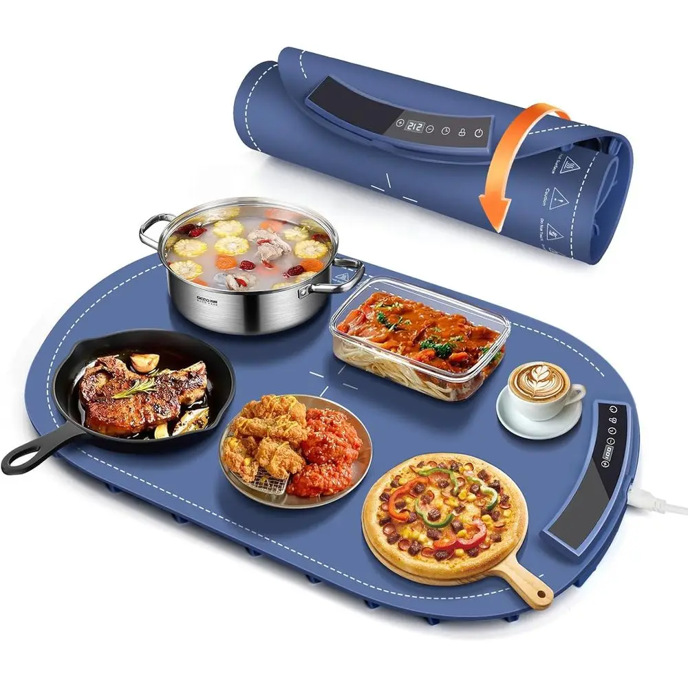 

ood Warming Mats or Countertop - Warming Trays or Buets Party, Silicone Electric Warmer with 7 Level Temp Adjustable / 4H Auto T