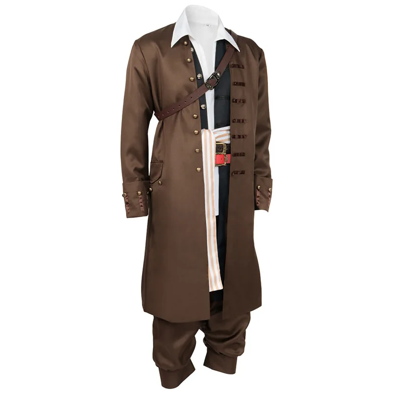 Halloween Captain Pirate Costumes for Men Adult Halloween Captain Jack Sparrow Costume Pirates of the Caribbean Cosplay Clothes