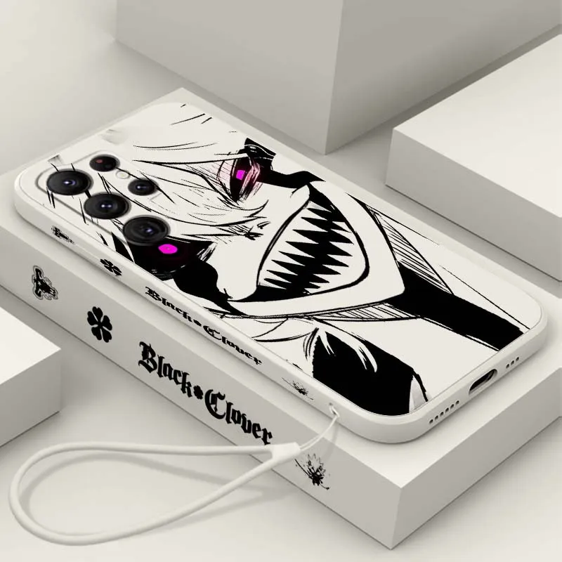 Comics Black Clover Carton Art For Samsung Galaxy S26 S25 S24 S23 S22 S21 S20 Pro Edge Ultra Plus FE Liquid Left Rope Phone Case