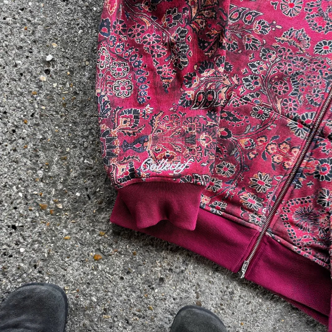 European and American 2025 New Digital Printed Hooded Sweatshirt Ins Street Retro Zipper Men's and Women's Hooded Sweatshirt