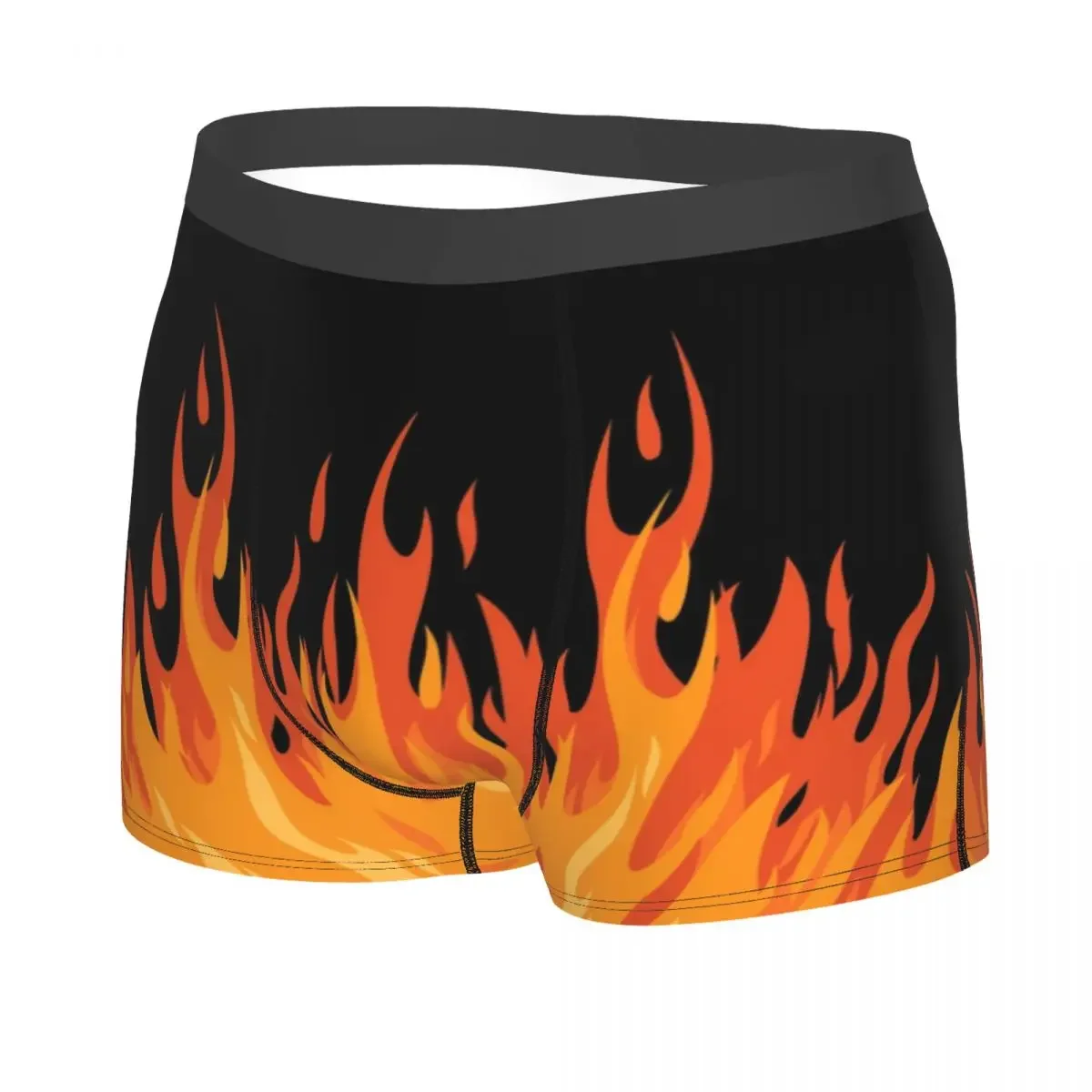 Custom Big Orange Flames Underwear Male Print Vintage Burning Flame Boxer Shorts Panties Briefs Soft Underpants