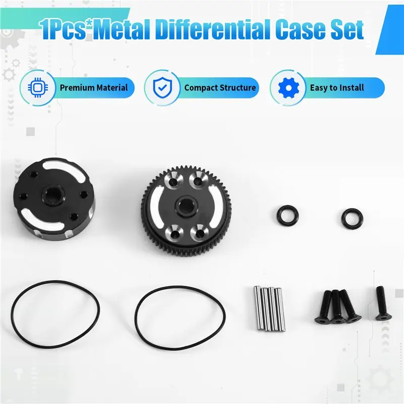 Metal Differential Case Set For Rc Car 1/10 Traxxas 2WD Slash Rustler-[A17I Toy]