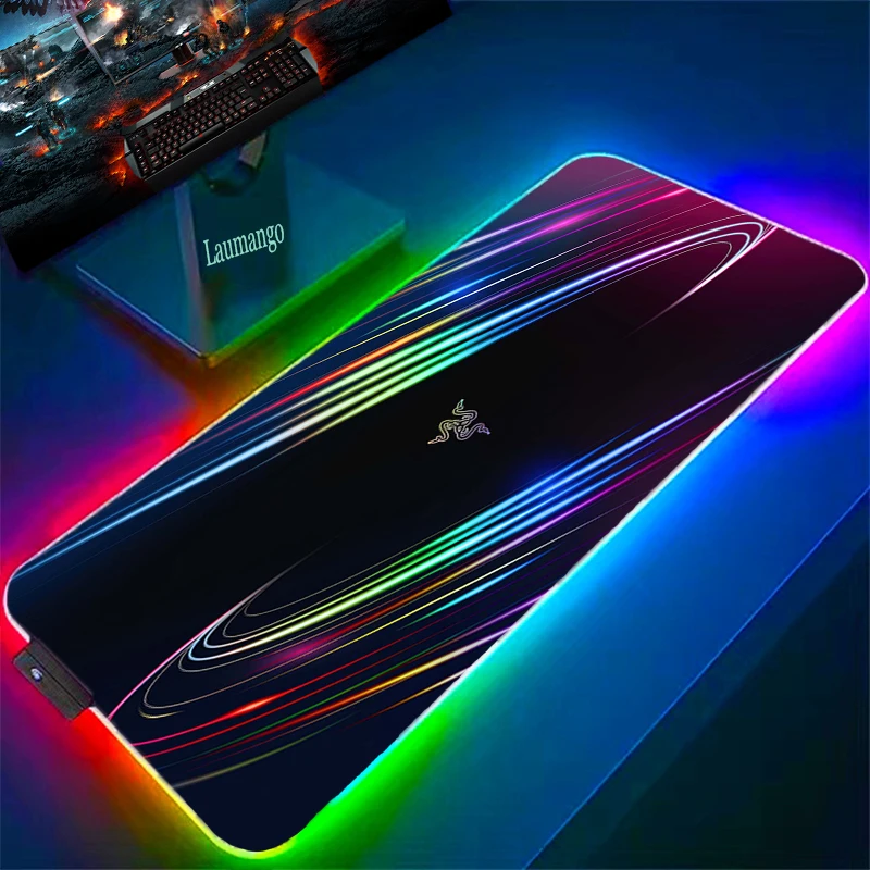 Luminous RGB Mouse Pad RAZER Gaming Accessories Keyboard Desk Mat Large Speed Backlight Mats Pc Gamer Cabinet Mousepad With Wire