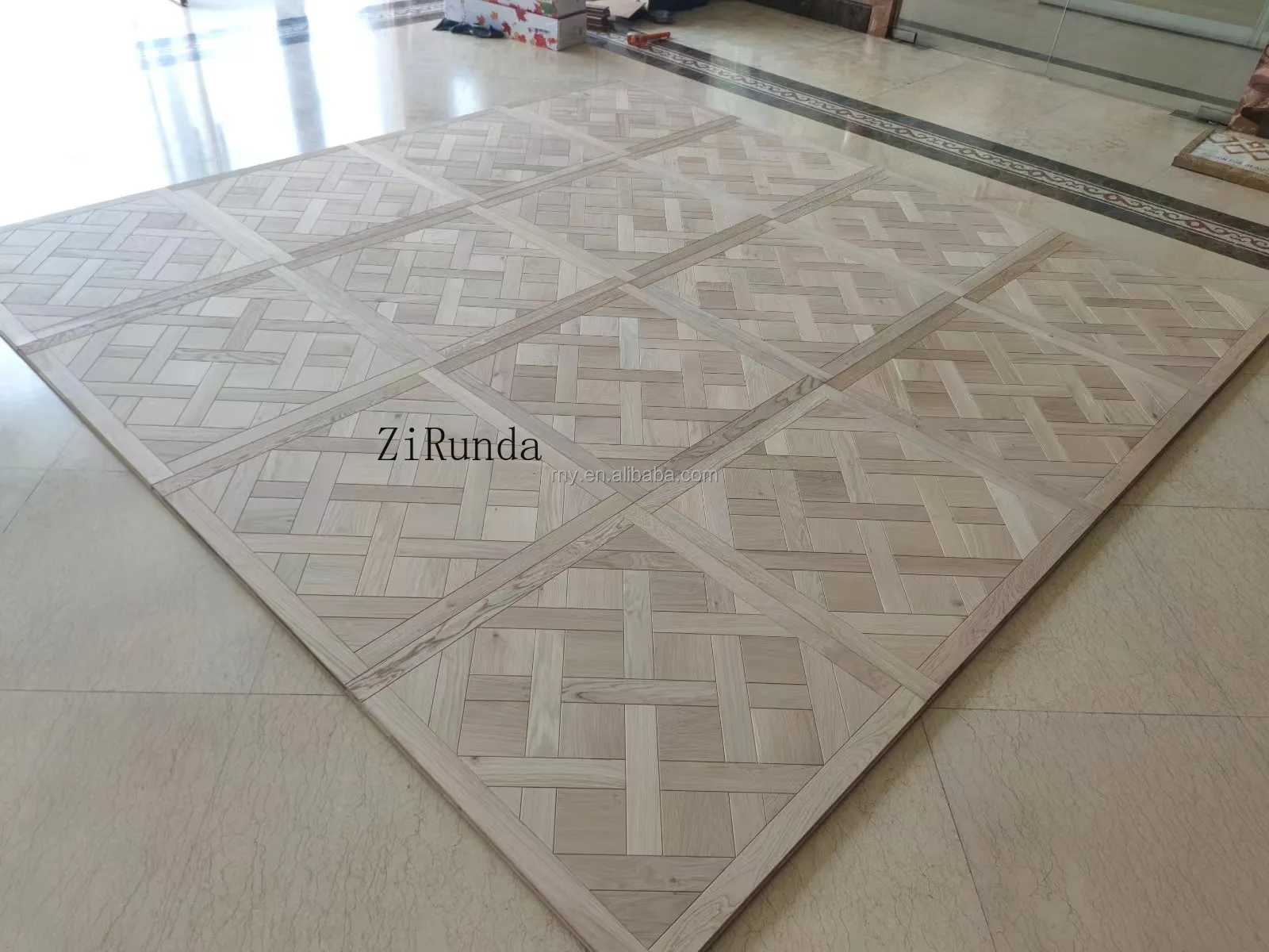 Customized version of modern brushed craft oak flooring wood paneling art