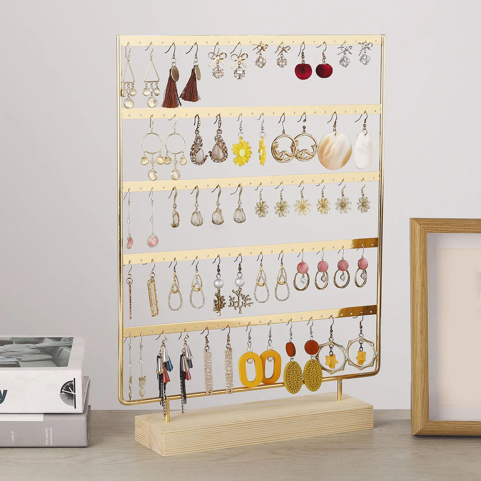 Présentoir de boucles d'oreilles T1 avec 120 trous pour filles, porte-colliers de la présidence, vitrine de bijoux, commode, maison