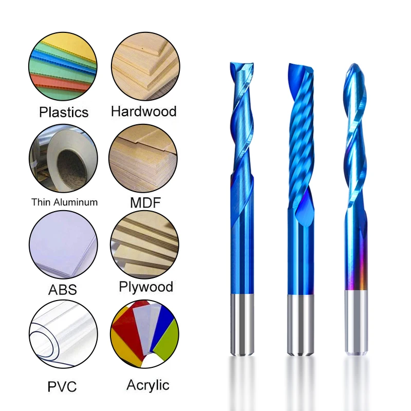 XCAN 10 قطعة نهاية مربعة مطحنة الكرة الأنف كربيد قاطعة المطحنة 1/8 ''CNC راوتر بت فلوت واحد 2 الناي قواطع الخشب أدوات