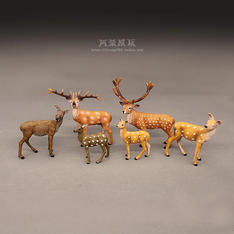 Simulatie Bosdiermodellen Sika Herten Fawn Actiefiguren Auto-interieur Desktop Miniatuur Ornament Accessoires Cognitief speelgoed
