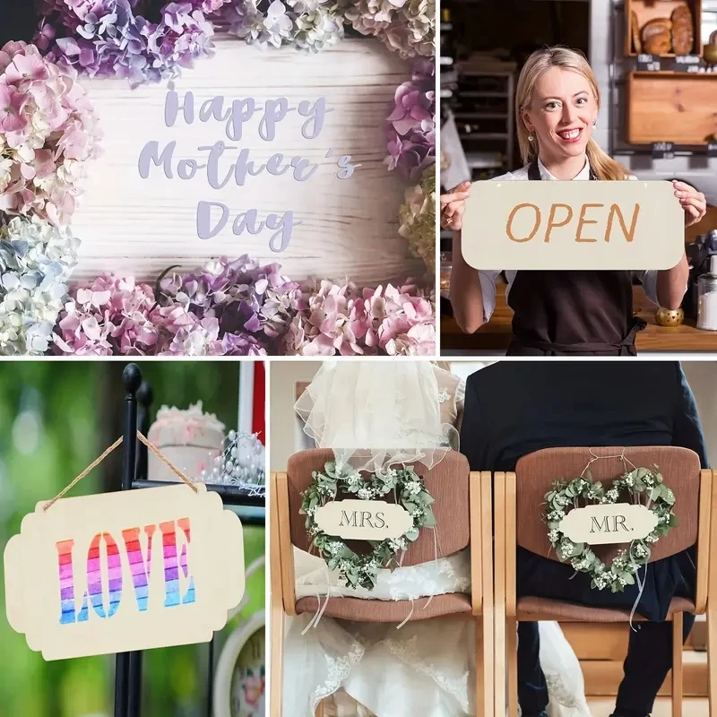 Panneaux en bois inachevés, bricolage, décorations suspendues vierges rectangulaires et ovales pour projets d'artisanat domestique, 10 pièces