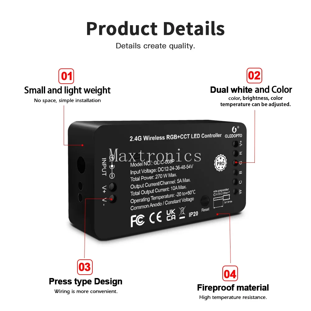 2.4G Wireless Zigbee Pro LED Controller Reset Key Pro Work With Tuya Smart Life App Voice RF Remote For RGB+CCT WWCW LED Strip