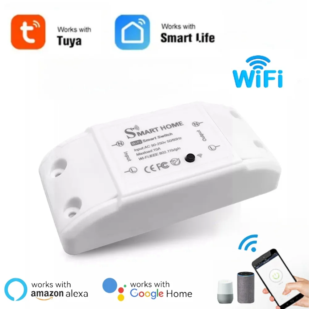 

Умный переключатель Tuya Wi-Fi, релейный модуль умного дома, приложение Smart Life, голосовое управление Alexa, смартфон, пульт дистанционного управления, таймер, счетчик