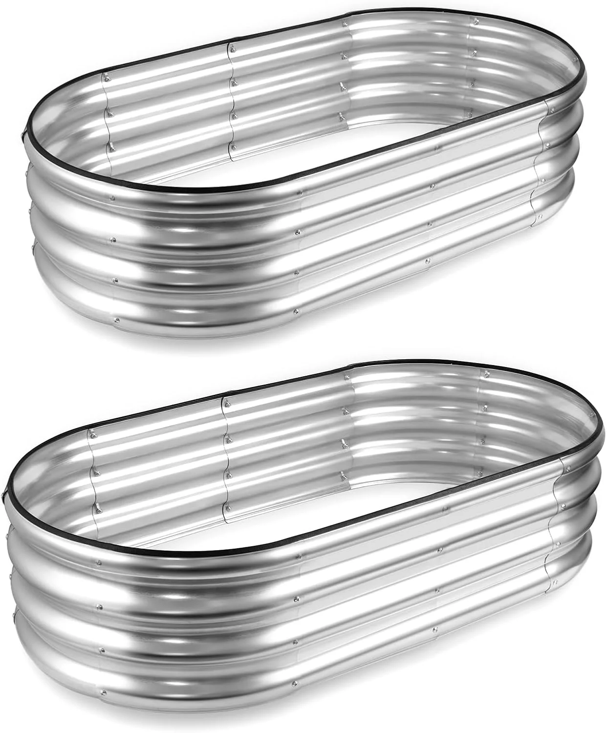 

Elevated Flower Bed, Galvanized and Elevated, 2 Pieces, 4×2×1 Feet Flower Boxes, Easy to Assemble Outdoors, Large Flower Bed, Suitable for Growing Vegetables, Fruits, and Flowers