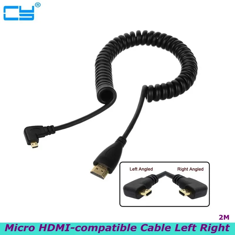 for Cell Phone & Tablet & Camera Left & Right Angled 90 Degree Micro HDMI-compatible to HDMI-compatible Male HDTV Cable