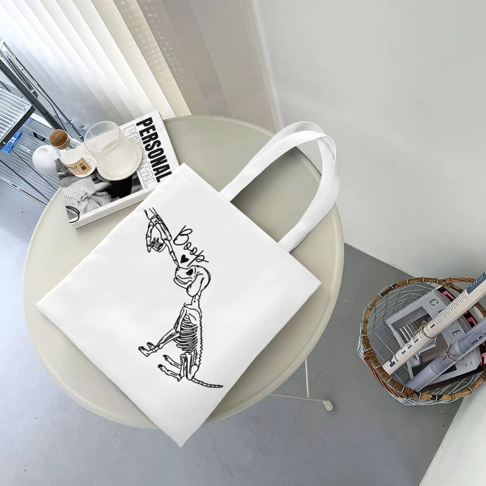 Dog Skeleton Pattern Shopping Bag Grocery Shopper Anime Shopping Canvas Bag