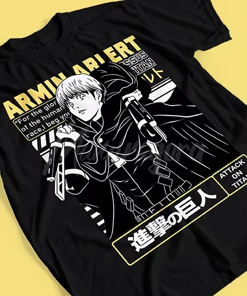 Anime Attack on Titan Armin Arlert Batalla Final Printed T-shirt Men's and Women's T-shirt Men's Top Sports T-shirt Men's Tee