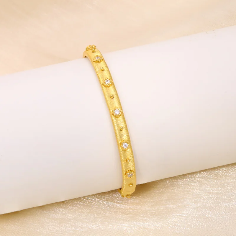 

Italian Lace Bracelet for Women, New Style Stackable Vintage Narrow Bangle S925 Sterling Silver Row Diamond Light Luxury