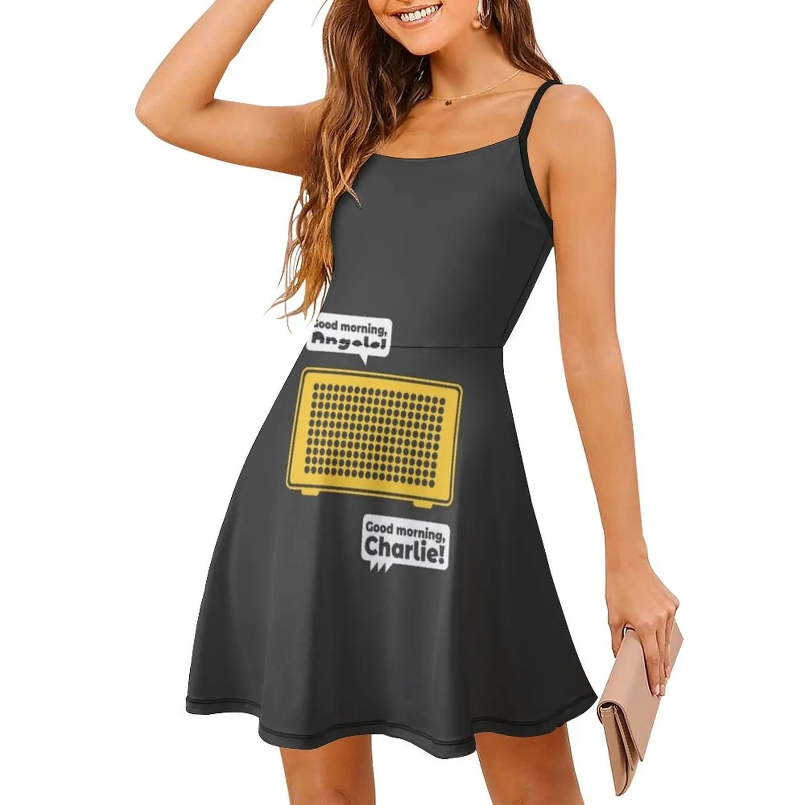 ملائكة الصباح الخير! صباح الخير تشارلي! فستان على الطراز الكوري للنساء فستان كاجوال أنيق للحفلات أو مكبر صوت للارتداء اليومي #3