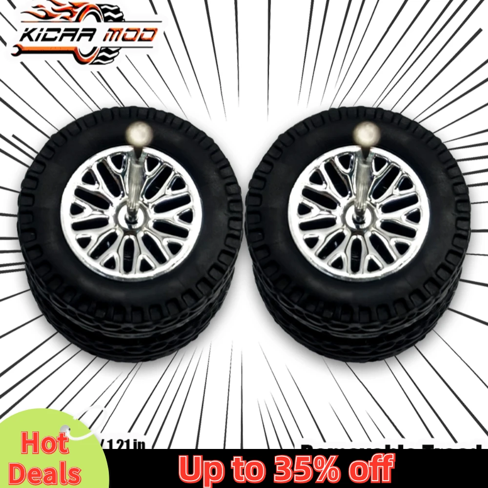 1/64 Model Car Wheels with Rubber All Terrain Tires Multi Spoke Refitting Parts for Off-road Vehicle HotWheels Medium Size 1 Set