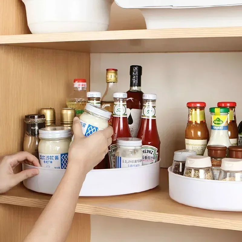 360-Grad-drehbares Ablagefach, Schrank-Organizer, Drehteller, rutschfest, für Gewürze, rundes