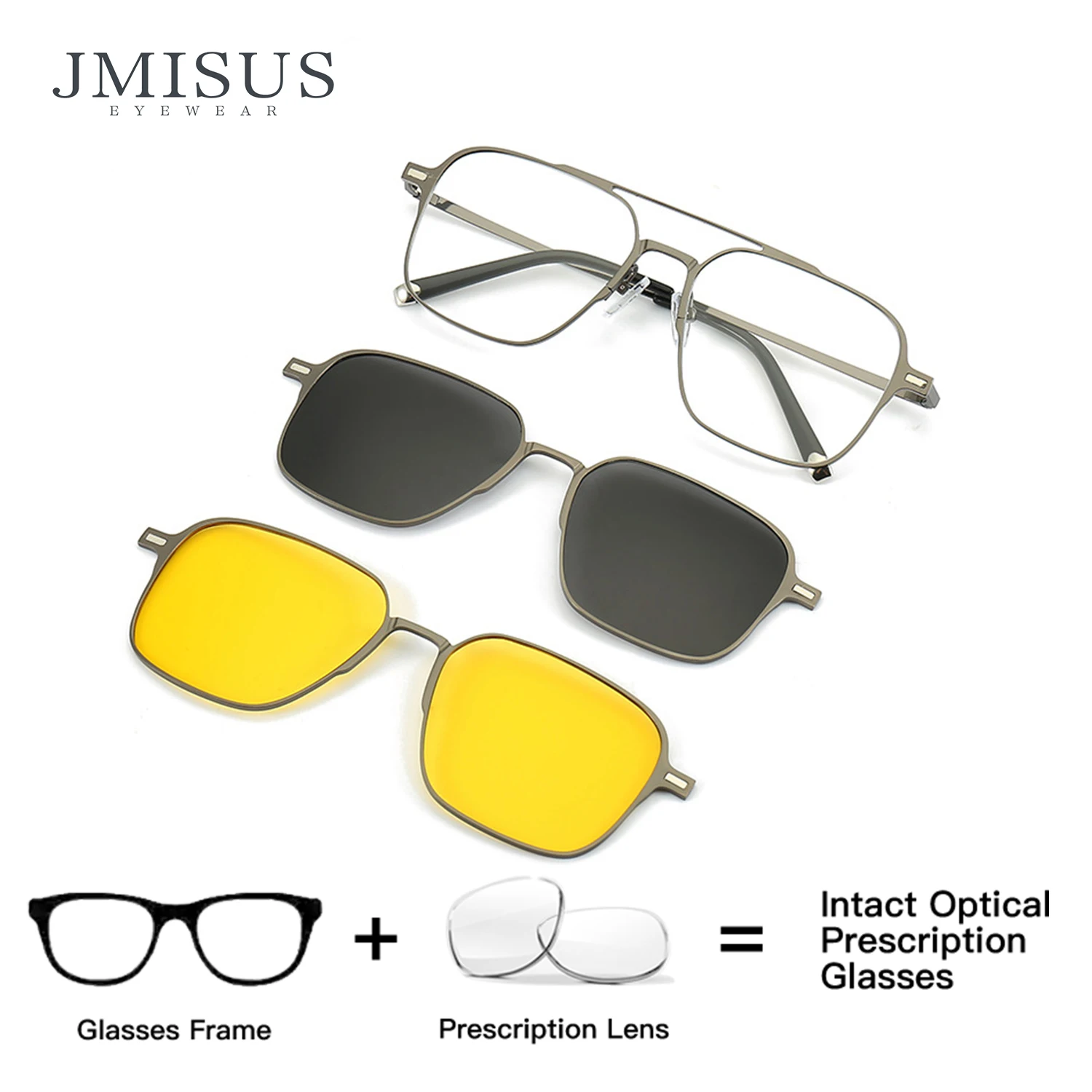 jmisus-マンクリップオンサングラス-パイロットメタル合金老眼鏡-ブルーライトフィルター-フォトクロミックグレー光学眼鏡