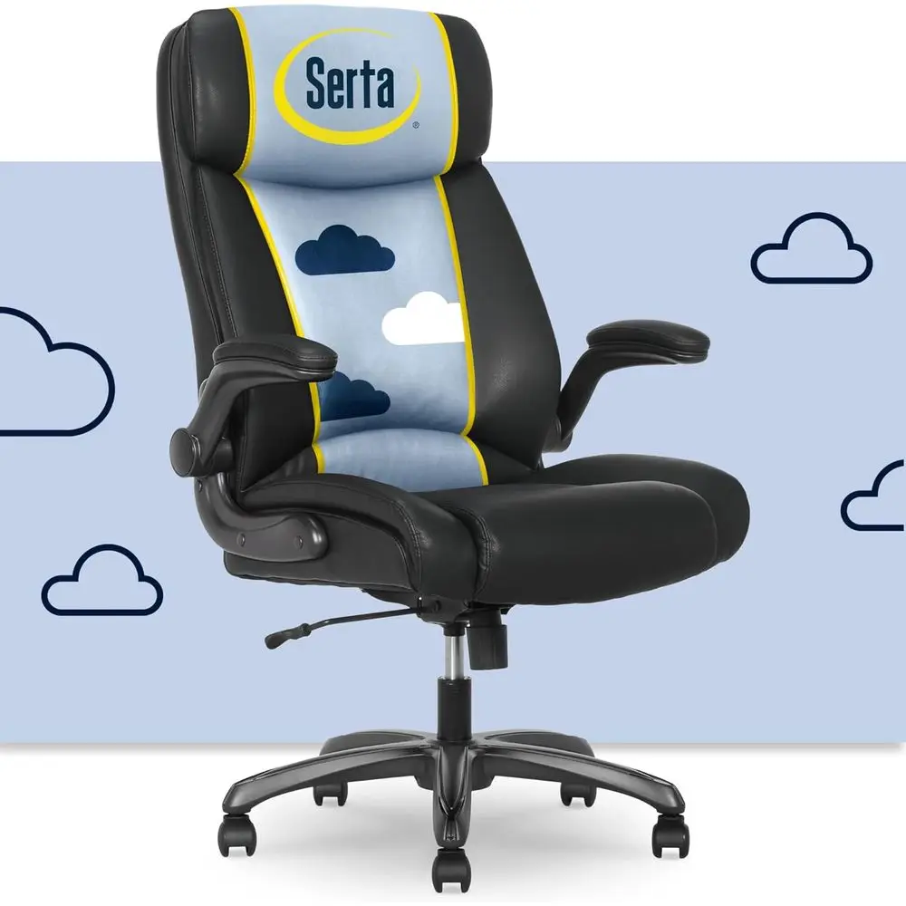 Executive Premium Black Padded Armrest Office Chair with ComfortCoils Seat Cushion Technology