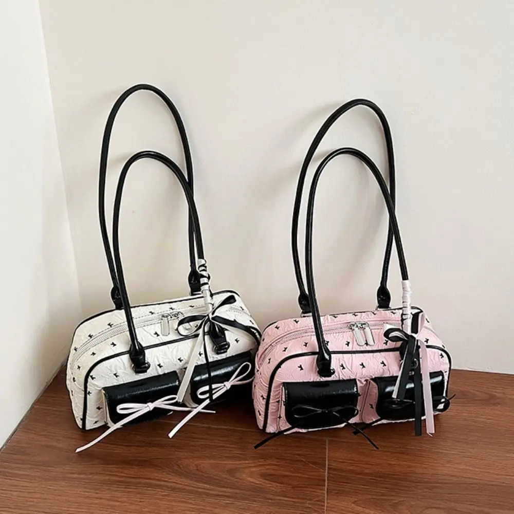 

Элегантная сумка на плечо с бантом и лентой в корейском стиле, милая французская сумка для подмышек, карман для отдыха, сумка для подмышек Y2k, повседневная сумка