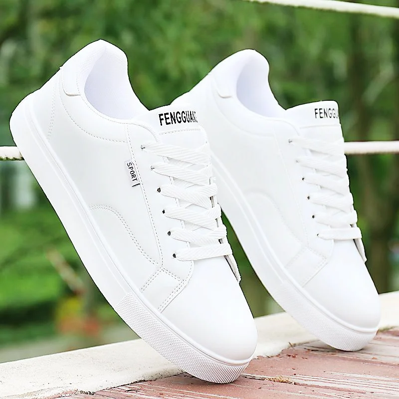 Men's Shoes New Fashion Breathable Casual Comfortable Sports Outdoor Leather Sneakers Lace-Up Flat Casual Walking Shoes