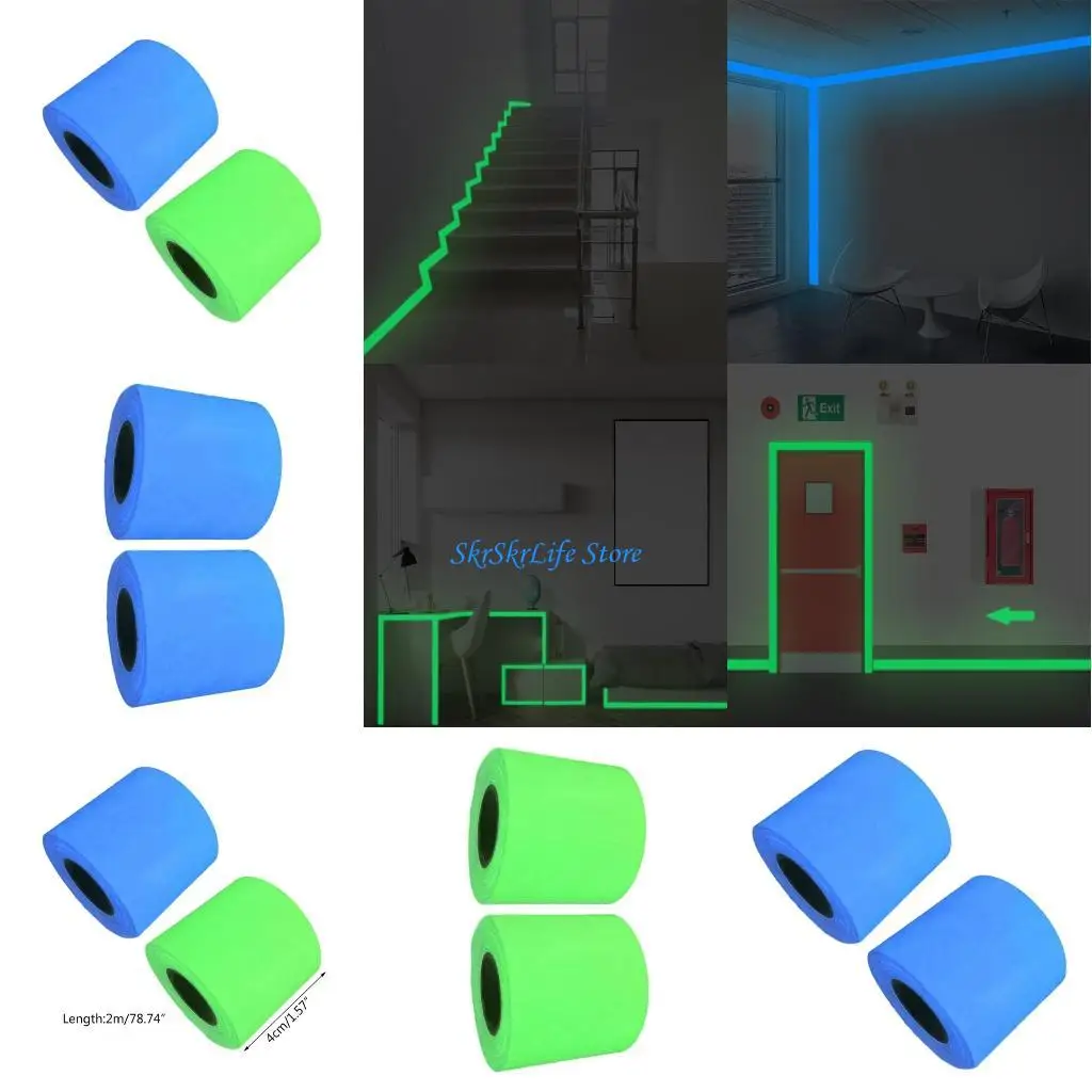 

E65E Glow Self-Adhesive Warning Tape 4cmx2m Wall Decorative Sticker Waterproof Fluorescent Tapes Luminous Tape