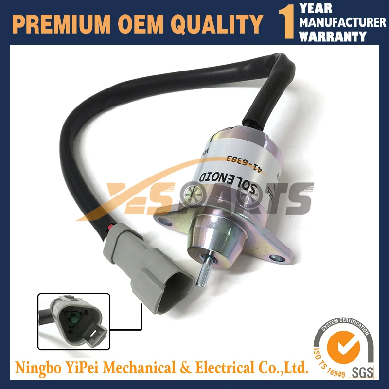 New 12v Fuel Shutoff Solenoid for Yanmar Thermo King TK 41-6383 TK416383 416383 TK 41-4306