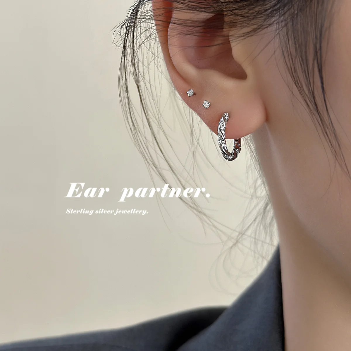 Fashiom Zircon Earrings Advanced Sense Ear Sterling Silver Earrings New 2024 KoreanTemperament Hoop Earrings