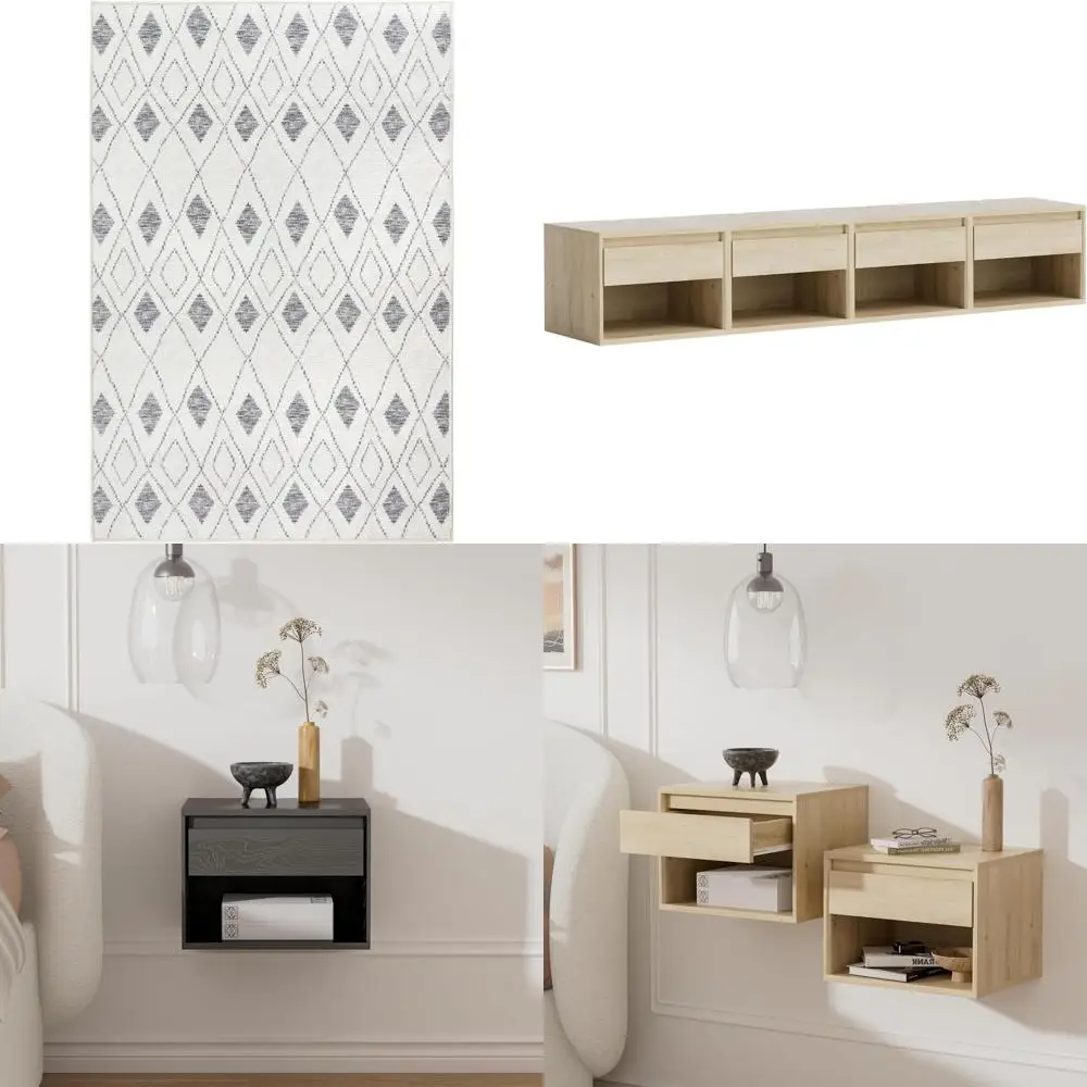 

Machine Washable Geometric Pattern Rug, 4x6 Feet, Ivory Color, Durable and Easy to Clean