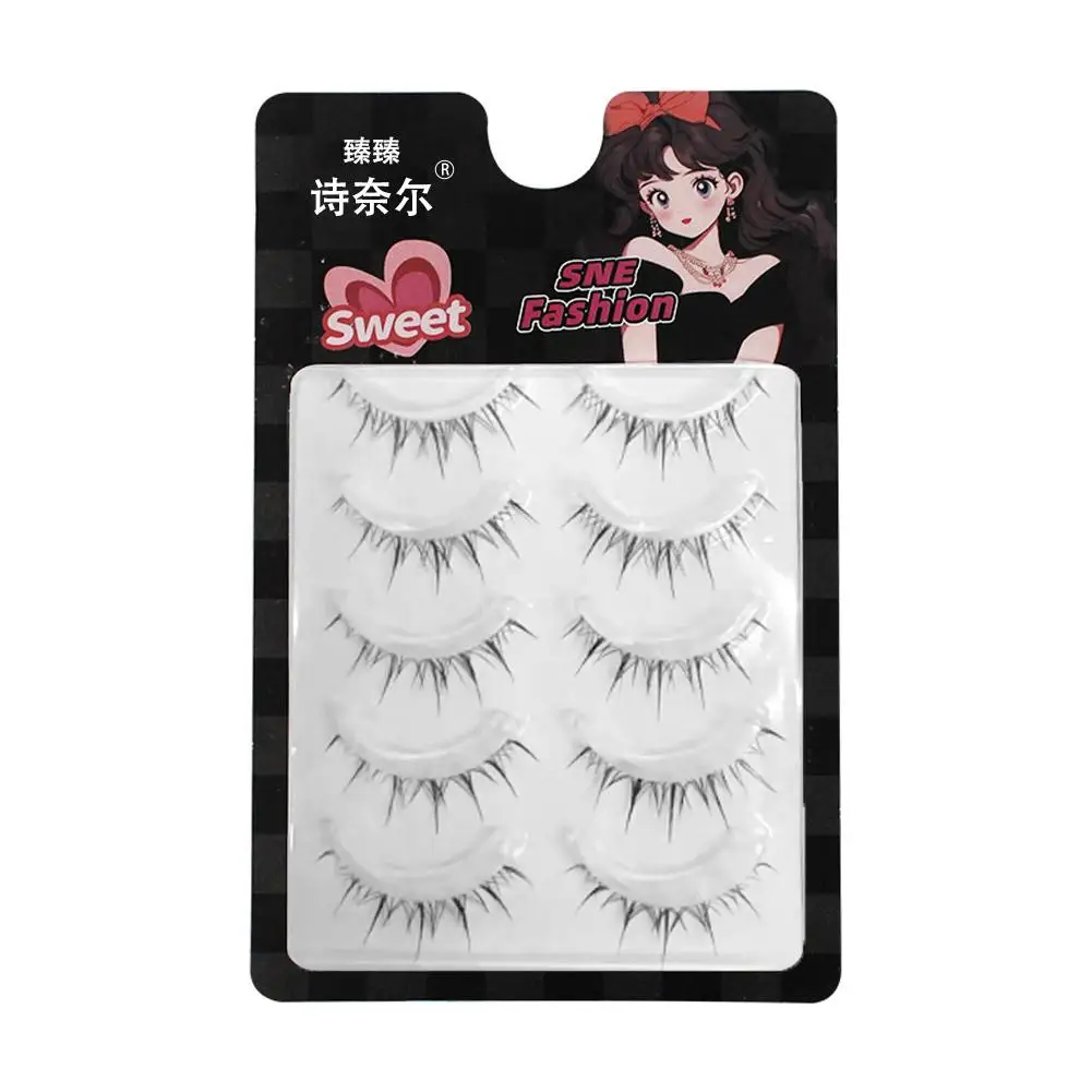5 Pairs Of Transparent Stem Wavy Eyelash Extensions Apply, Eye Looking, Natural Easy To - Appearance Enhancing Reusable