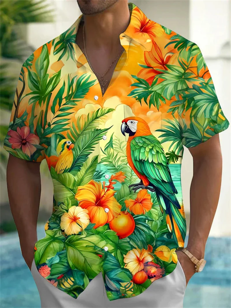 Men's Hawaiian shirt 3D printed basic style fashion button color shirt collar streetwear shirt men's summer