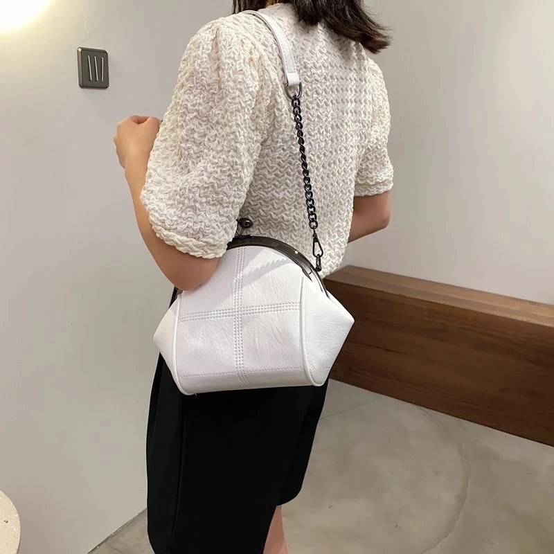 Vintage Shell Crossbody Messenger Bag Bags for Women 2023 Retro Small PU Leather  Lady Chain Brand Shoulder Bags Handbags Purse