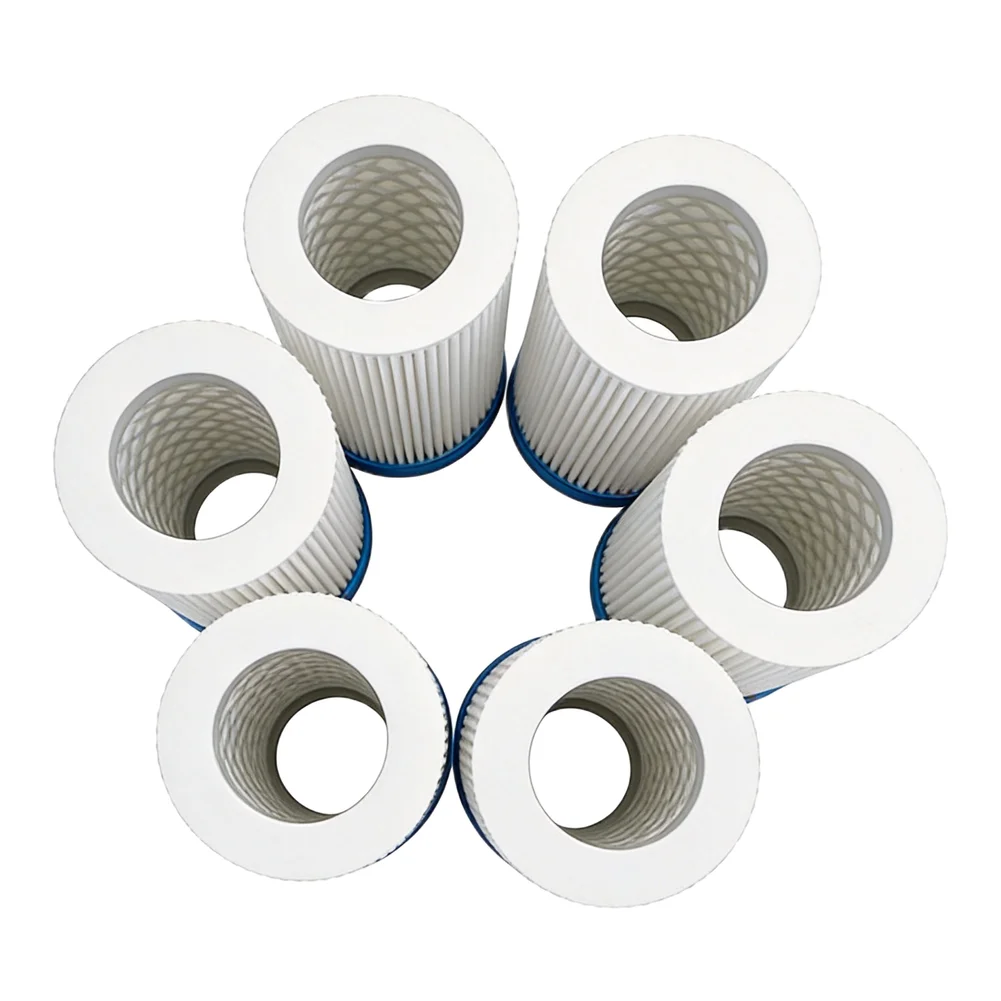 5-Pack Reusable Pool Filter Cartridges For Intex & Type for a/c Pools - for washable Mesh With 12 Replaceable Papers, Blue/White