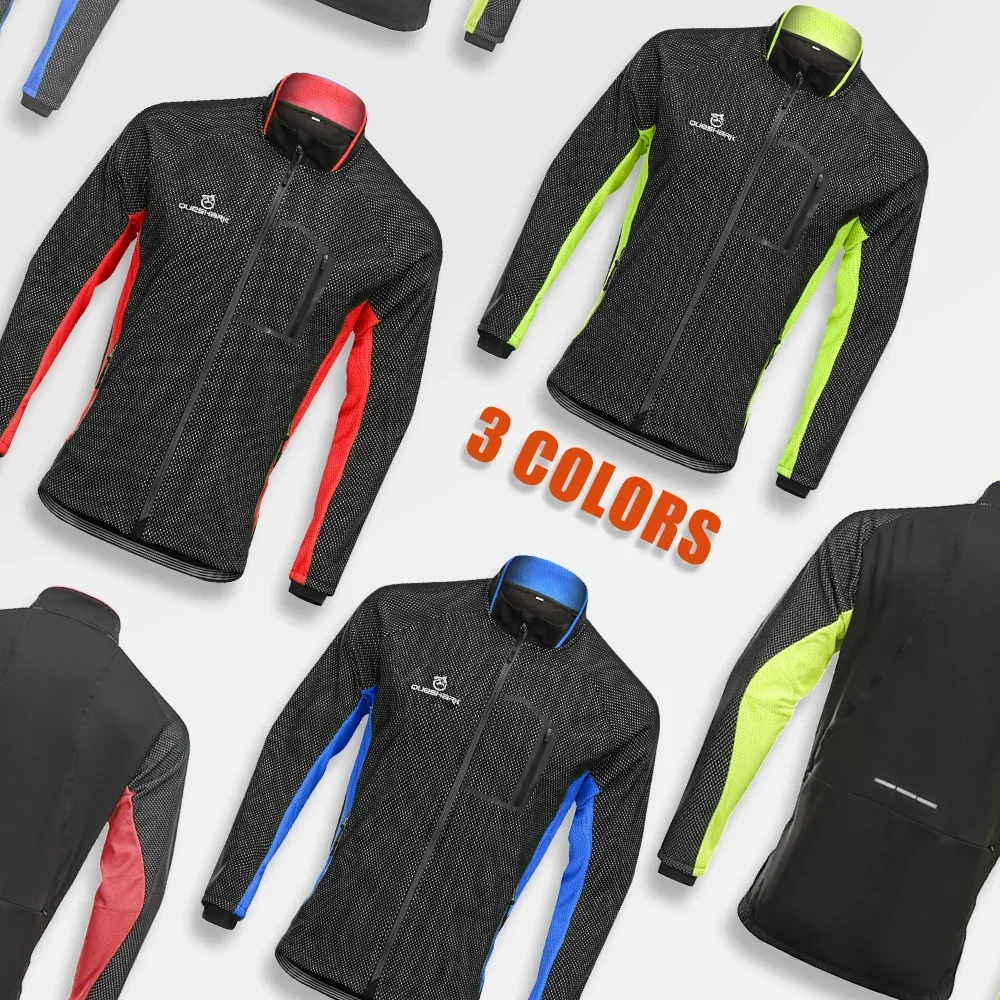 QUESHARK Men Fleece Thermal Winter Long Sleeve Cycling Jacket Windproof Waterproof MTB Road Bike Windbreaker Bicycle Jersey