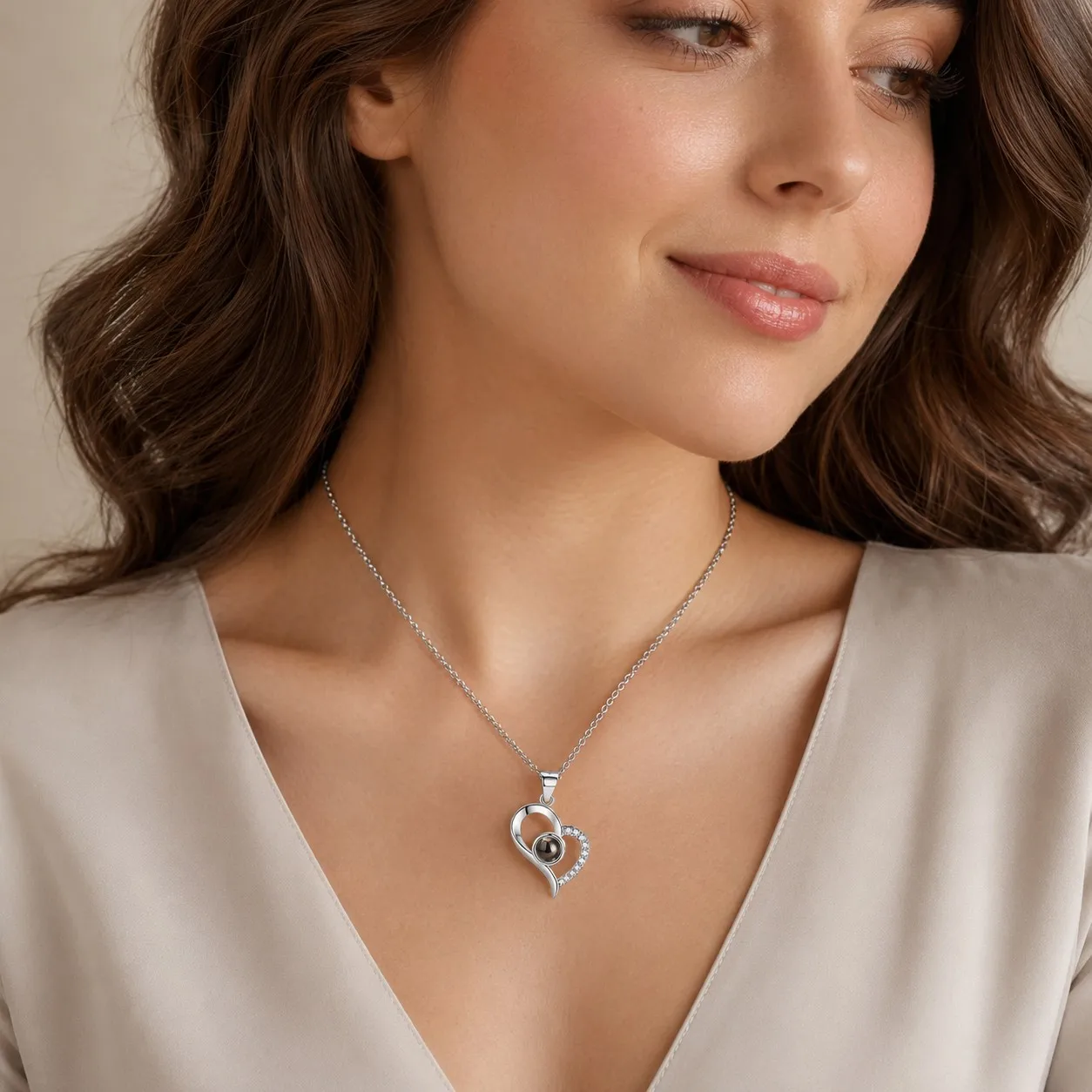 100 Languages Projection Heart Zircon Pendant Necklaces With Rose Gift Box For Women Christmas Valentine Birthday Jewelry